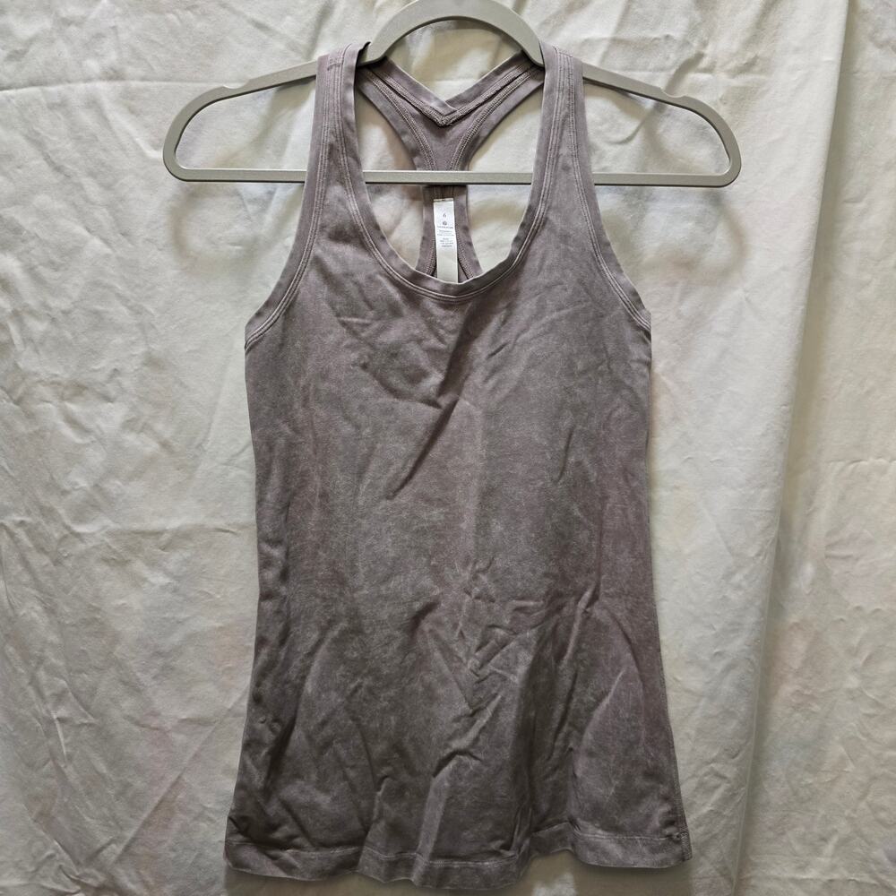 Lululemon Cool Racerback Dye tank top size 6 acid‎ wash purple/gray athletic